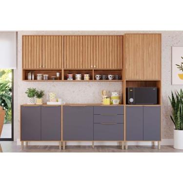 Imagem de Cozinha Modulada Mgm Divina 5 Peças (2aéreos+2balcões+1paneleiro) Cz001 Freijo-titanium-mgm