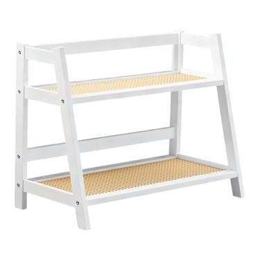 Imagem de Baoblaze Suporte de barra de 2 camadas com suporte de dupla camada, acessórios multiuso para canecas de café, de temperos para mesa, escritório e quarto, White L
