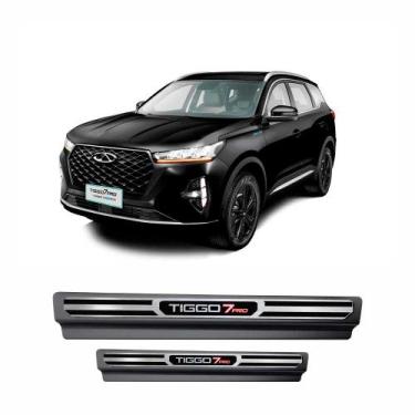Imagem de Kit Soleira Aço Escovado NP - Protetor Premium Tiggo 7X Pro 2024 e 202
