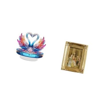 Imagem de Fenteer Escultura de Cisne de Resina Acrílica, Porta-retratos, Estátua, Centro de Mesa, Porta-cartões, Pôster, Porta-retratos Frontal de Vidro para Mesa, Armá