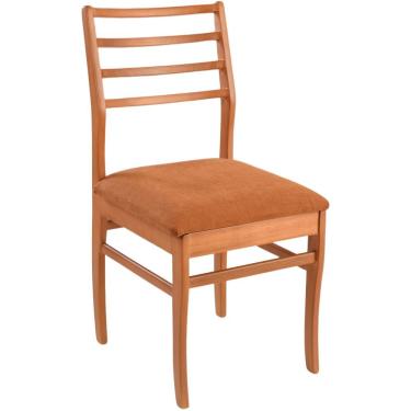 Imagem de Cadeira Jantar Dubai Madeira Maciça Amendoa Encosto Madeira Assento Linho Caramelo