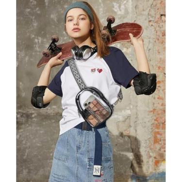 Imagem de Bolsa de pochete transparente aprovada pelo estádio transparente para mulheres, bolsa transparente para concertos com alça ajustável, 0 - Preto, Small