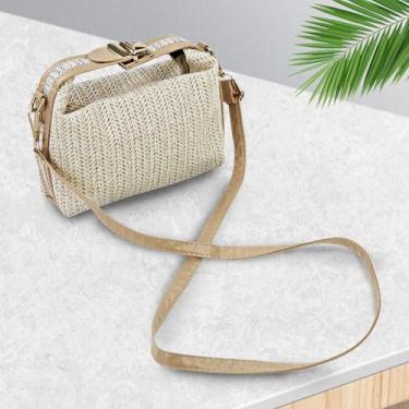 Imagem de Bolsas transversais de palha para mulheres, bolsas pequenas femininas com alça ajustável removível para viajar na praia, Caqui, Moderno