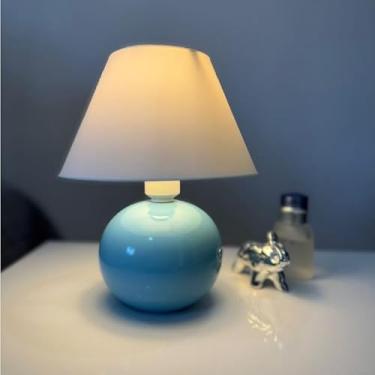 Imagem de Luminária de Mesa Estilo Bolinha em Cerâmica - Abajur Moderno com Soquete E27 para Quarto e Escritório(Azul Claro)