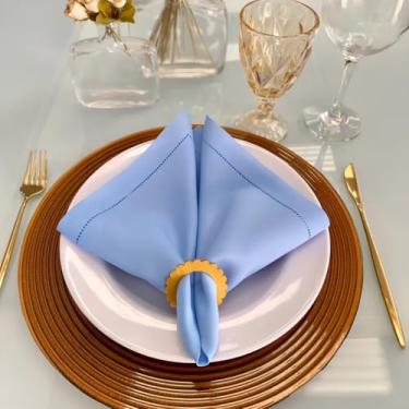 Imagem de Kit Guardanapo De Tecido Para Mesa Posta Ponto Ajour (6, Azul bebê)