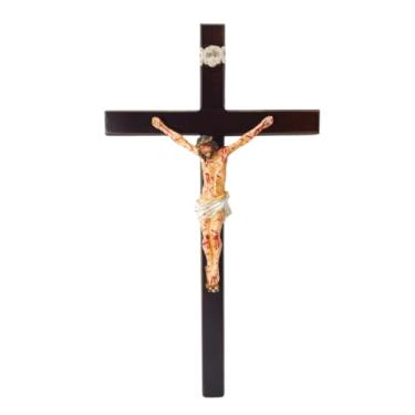 Imagem de Crucifixo de Parede em Madeira 30 cm - Cristo Chagado em Resina