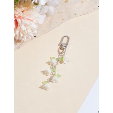 Imagem de 1 pingente de pingentes de resina lírio do vale, pingentes decoração com fechos giratórios de liga de liga suprimentos de joias para colar, pulseira, brincos, chaveiro, artesanato, joias, 89 mm