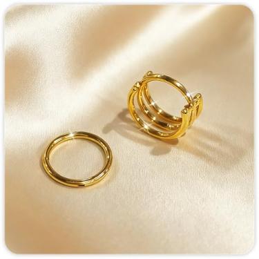 Imagem de 2 peças de anéis de nariz hipoalergênicos de argola tripla 18G para mulheres e homens, conjunto de joias de piercing de concha de aço cirúrgico 316L para septo, hélice, torre, tragus, brincos de