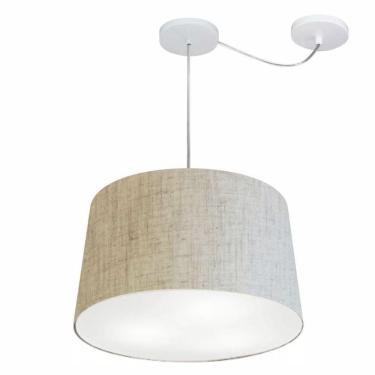 Imagem de Lustre Pendente Cone Com Desvio De Centro Vivare Md-4277 Cúpula Em Tecido 40x45cm - Bivolt Rustico-bege 127/220v