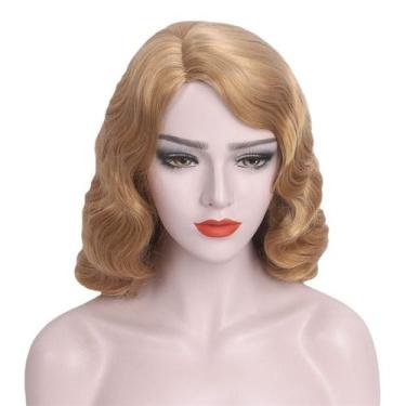 Imagem de Peruca loira ondulada retrô de 20 polegadas para mulheres - Synthetic 