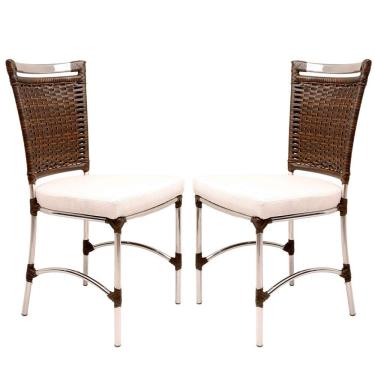 Imagem de 2 Cadeiras De Jantar Jk Em Alumínio Pedra Ferro