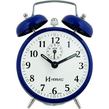 Imagem de Relógio Despertador Antigo Mecânico De Metal A Cordas Azul Herweg 220011 Único