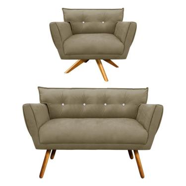 Imagem de Kit 1 Namoradeira e 1 Poltrona Giratória Anitta Marrom Rato