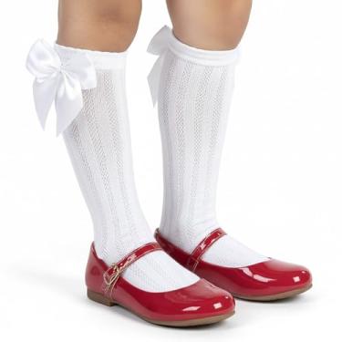 Imagem de Kit Infantil Sapatilha Festa com Meia Alta Branca Laço Cetim Sapato Boneca Elegante para Meninas (Vermelho, BR, Criança de 9 a 12 anos, Numérico, 30)