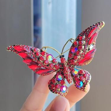 Imagem de Broche de borboleta elegante broche de lapela de strass distintivo delicado joias de casamento acessórios de terno para o dia a dia, 1 count (pack of 1), Liga de aço, Zircônia cúbica