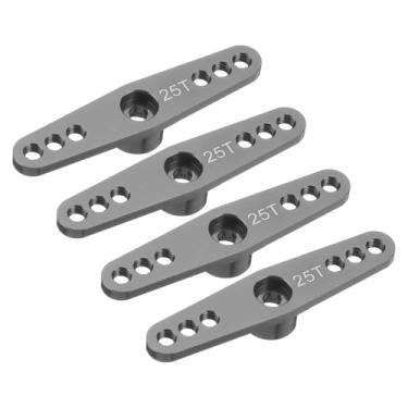 Imagem de Generic 4 peças de buzina servo de alumínio 25T Servo Buzina Direção Braços duplos 47 mm Comprimento Cinza brilhante Adequado para DIY RC Carro/Barco/Aviões Barco Modelos Acessórios