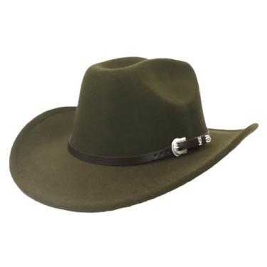 Imagem de Chapéu de cowboy masculino ocidental com chapéu Fedora de feltro boné feminino jazz cowgirl cloche igreja sombrero exército EN8 adultos 57 a 59 cm