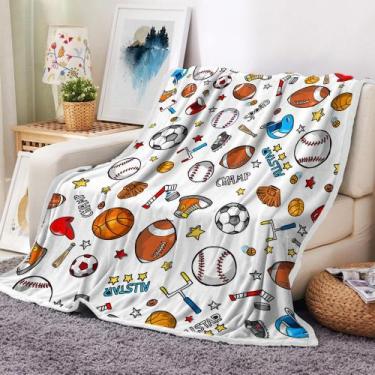 Imagem de Cobertor esportivo JAWO Sports Fan Fleece Throw 150x125cm branco