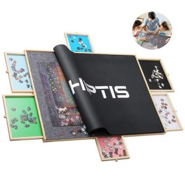 Imagem de Tabuleiro de quebra-cabeça WONFUY 1500 peças com gavetas e tapete de c