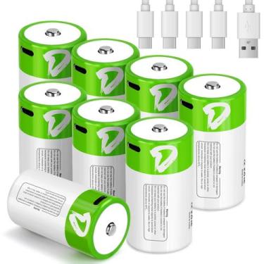 Imagem de Baterias D recarregáveis, pacote com 8 baterias de íon de lítio LR20 d