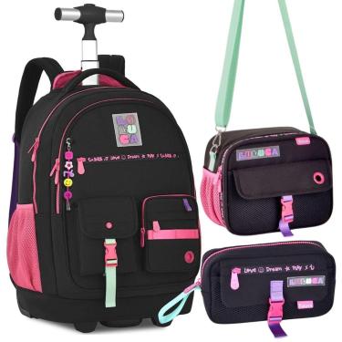 Imagem de Kit Mochila Rodinha Escolar Menina Estojo Lancheira Luluca-Feminino
