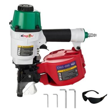 Imagem de Kingou CN65099 Pregador de revestimento de bobina aceita pregos de 3,5 cm a 6,5 cm com conector de ar NPT de 1/4 NPT 225-300 peças com capacidade de carga bobina de pregos para embalagem de caixa de
