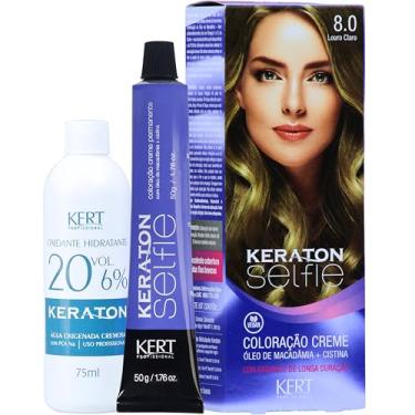 Imagem de Keraton Coloração Permanente Em Creme Para Cabelos Com Cistina E Óleo De Macadâmia Selfie 50G Nº 8.0 Louro Claro