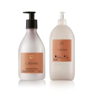 Imagem de EKKOS Castanha Creme Para o Corpo, Hidratante Antirressecamento, 400ml com Refil