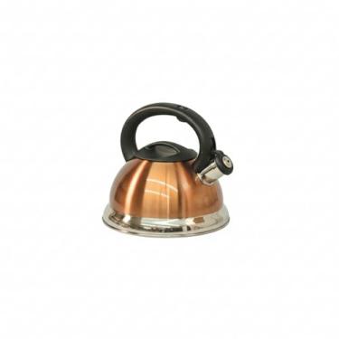 Imagem de Chaleira de Aço Inox Azul - Dourada - Prata - Vermelha com Apito e Fundo Triplo para Fogão de Indução (Dourada)