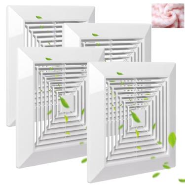 Imagem de Capa de ventilação (4 peças 23 x 23 cm) capa de exaustor de banheiro com mola, exaustor quadrado de teto ou parede, ventilador de teto, grade, difusor de ar, exaustor de desviador, acessórios de