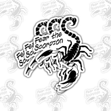 Imagem de 3 adesivos Fear the Scorpion, decalques de vinil com citação de animais perigosos ousados para laptop, caderno, diário, garrafa de água, para-choque de carro, presente engraçado para adolescentes