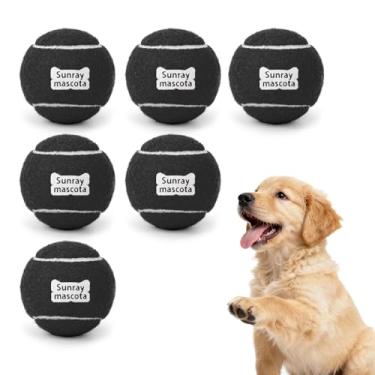 Imagem de Sunraymascota Bolas de tênis para cães de 6,3 cm, pacote com 6, salto silencioso, núcleo de borracha resistente, brinquedos de busca e treinamento duráveis para brincadeiras internas/externas, para