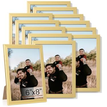 Imagem de Heimlove Conjunto de 12 porta-retratos 15,2 x 20,3 cm, molduras douradas para galeria de parede 15,2 x 20,3 cm, colagem de parede ou mesa para documento de certificado