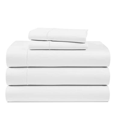 Imagem de LANE LINEN Lençóis de cama king size divididos 100% algodão egípcio para camas ajustáveis, macio e confortável, estilo hotel de luxo, com divisão grossa, lençóis brancos com costuras reforçadas