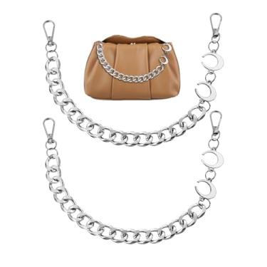 Imagem de 2 peças de corrente de bolsa de lua, bolsa de metal, corrente de pingente de prata, alças transversais de ombro, alças de alça curta, acessórios de berloque de substituição para mulheres, bolsas