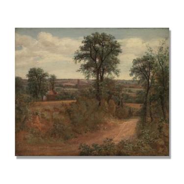 Imagem de NHLDZYH Arte de parede John Constable, (Lane Near Dedham), pôster de pinturas famosas, decoração de parede com impressão de imagem retrô de romantismo. Apenas tela de 60 x 72 cm - 23,6 x 28,3 pol