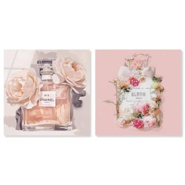 Imagem de Blush Pink Whimsy Conjunto de 2 painéis impressão acrílica Glam Wall Art por Art Remedy, pronto para pendurar, 40,6 x 40,6 cm