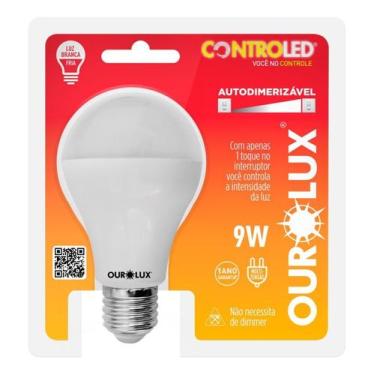 Imagem de Lâmpada Controled Auto Dimerizavel 9W Bivolt E27 Branco Frio - Ourolux