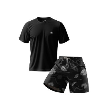 Imagem de Conjunto Masculino Short Estampado Praia E Camiseta Dry Academia Verão Básica Casual-Masculino