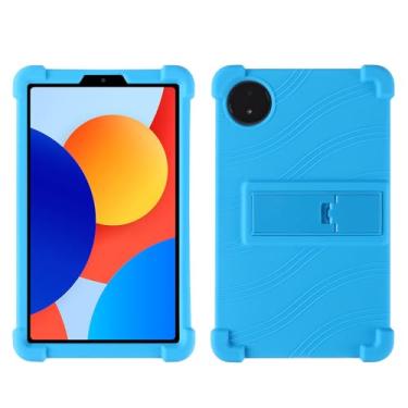Imagem de QYiiD Capa para Xiaomi Redmi Pad SE 8.7, capa protetora dobrável de silicone leve para crianças com suporte dobrável para Redmi Pad SE 22.1 cm 4G 2024, azul claro