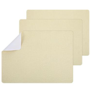 Imagem de LXUEJIE 3 peças de remendo de reparo de couro bege, remendo de reparo de tela, reparo de tecido autoadesivo, adesivos de reparo de tecido autoadesivo à prova d'água para sofás, tendas, móveis