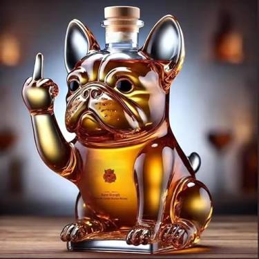 Imagem de Decantador de vidro de uísque, engraçado, dedo médio, pato, tartaruga, cão, 283 g, garrafa de vinho de uísque, decoração para bar, escritório, casa (rosa)
