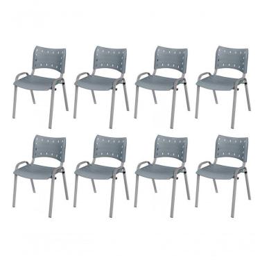 Imagem de Cadeira Iso Base Cinza, Igreja, Escola, Escritório - Cinza Kit 8 Peças