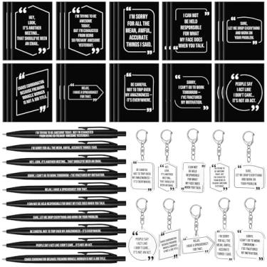 Imagem de Tenceur 30 conjuntos de canetas esferográficas sarcásticas engraçadas em massa, mini cadernos e chaveiros negativos, presentes de agradecimento de funcionários de Natal para colegas de trabalho e