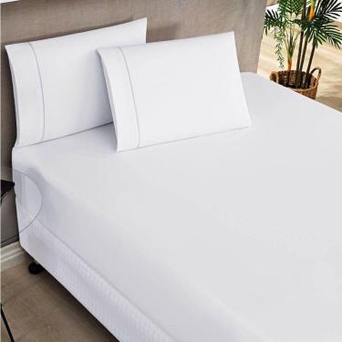 Imagem de Jogo De Lençol Queen 180 Fios 3 Peças Elegance - Branco