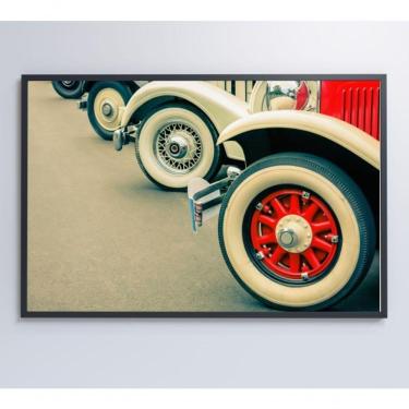 Imagem de Quadro Rodas Carros Classicos 60x40 Cm Adesivo Fotográfico