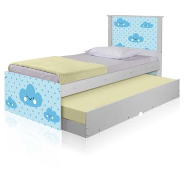 Imagem de Bicama Juvenil Adesivada Nuvem Menino Com Colchões