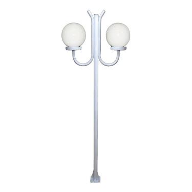 Imagem de Poste Luminária Globo G Duplo Braço Curvo Cima Branco 200cm