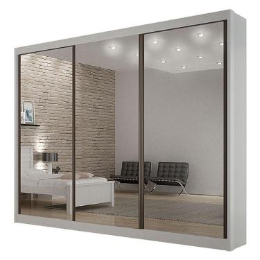 Imagem de Guarda Roupa 6 Gavetas San Marino Premium Com 3 Espelhos Branco - Leifer Móveis