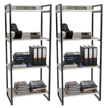 Imagem de 2 Estante Livreiro 60Cm 4 Prateleiras C08 Snow Mpozenato